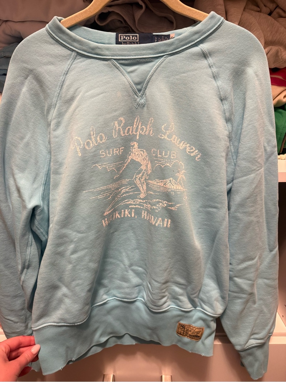 Ralph Lauren Light Blue Surf Club Graphic Sweatshirt